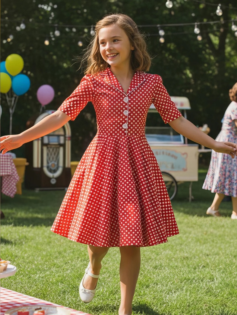 BlackButterfly Kids Sabrina Polka Dot Dress sz 11/12